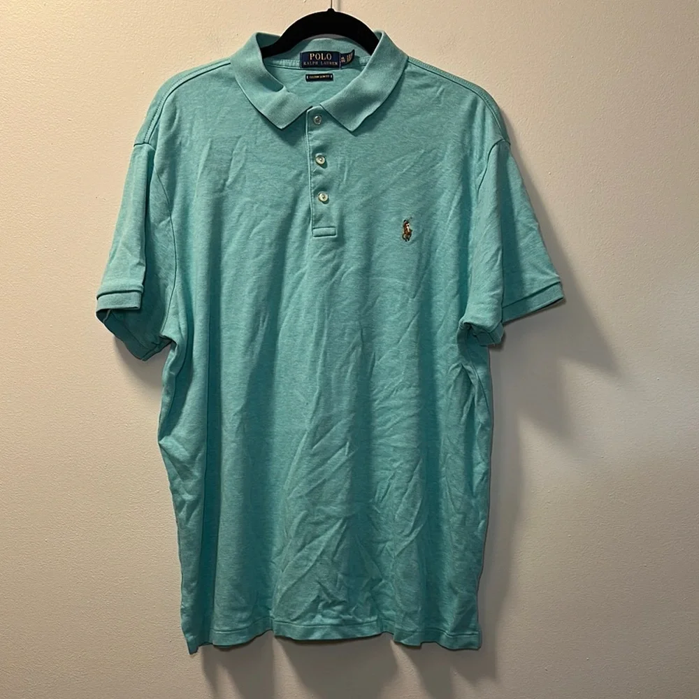 Polo Ralph Lauren Men’s Teal Custom Slim Fit Polo Size XL